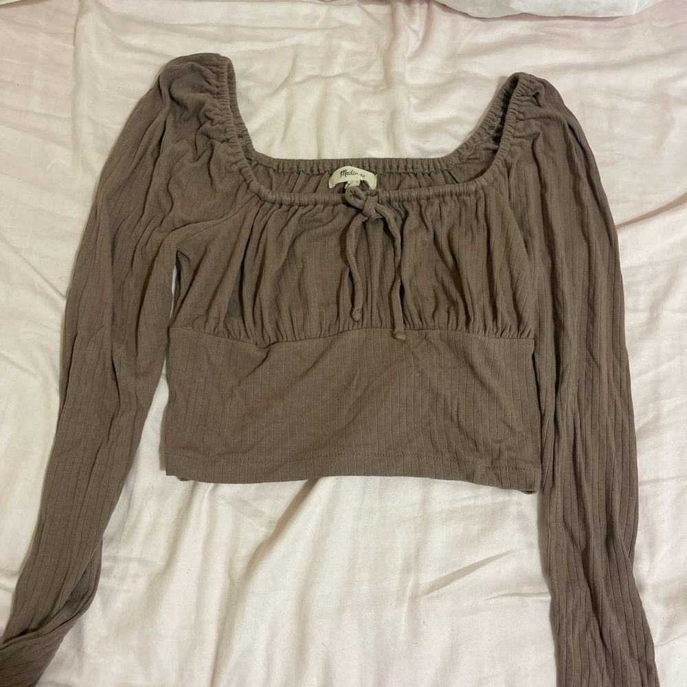 madewell brown long sleeve top